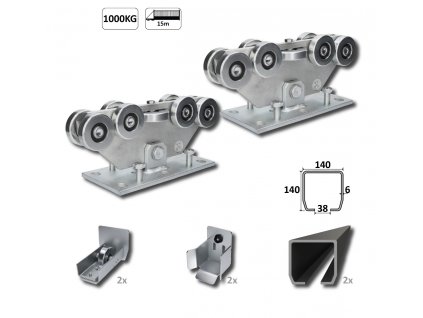 GRANDE-9 samonosný systém 140x140x6mm pro posuvné brány do 1000kg/15m, černý profil, intenzivní provoz