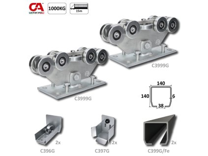 GRANDE-9 samonosný systém 140x140x6mm pro posuvné brány do 1000kg/15m, černý profil, intenzivní provoz