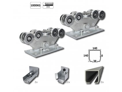 GRANDE-9 samonosný systém 140x140x6mm pro posuvné brány do 1000kg/15m, pozinkovaný profil, intenzivní provoz