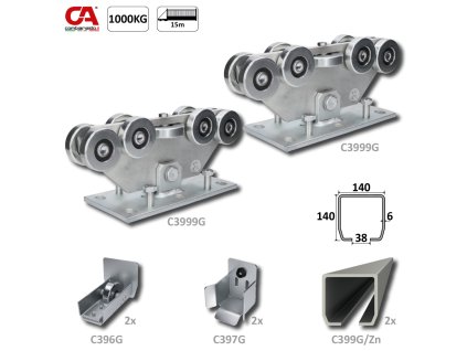 GRANDE-9 samonosný systém 140x140x6mm pro posuvné brány do 1000kg/15m, pozinkovaný profil, intenzivní provoz