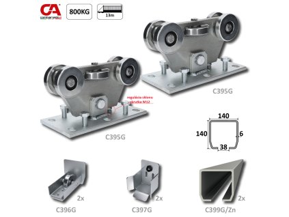 GRANDE-Klasik samonosný systém 140x140x6mm pro posuvné brány do 800kg/13m, pozinkovaný profil, běžný provoz