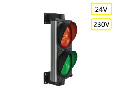ASF Semafor dvoukomorový, červená/zelená LED, hliníkové tělo, 0-230V, IP65