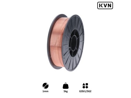 Drát svářecí - 1mm-MIG/MAG(CO2), G3Si1/SG2 pro svařování oceli, plastová cívka, 5kg