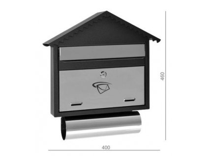 Poštovní schránka (400x460x75mm) nerez / černá, max. formát listu: C4
