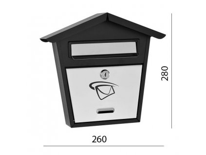 Poštovní schránka (260x280x60mm) nerez / černá, max. formát listu: B6