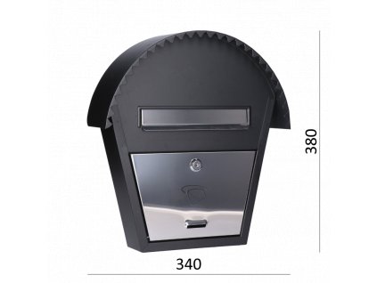 Poštovní schránka (340x380x75mm) nerez/černá, max. formát listu: B6, leštěná nerez /AISI430
