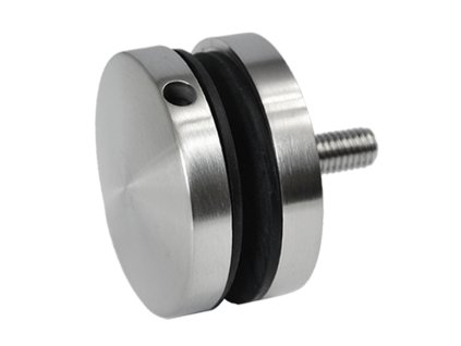 Svorka bodová na sklo 8-16mm plochá (o průměru 50mm/M8), broušená nerez K320/AISI304, balení obsahuje gumičky na sklo
