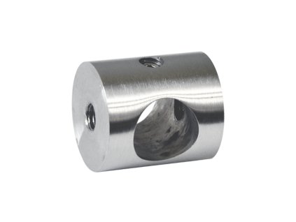 Držák tyče průměr=12mm, plochý (20x22mm), oboustranný závit M5, broušená nerez K320/AISI304