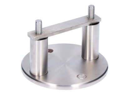 Úchyt na boční kotvení sloupu na jekl, (kotevní deska D=100/6mm), broušená nerez K320/AISI304