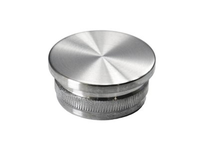 Ukončení - zátka na trubku kruhová, narážecí, plochá, broušená nerez K320/AISI304 (Rozměry 33,7x2mm)