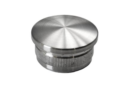 Ukončení - zátka na trubku kruhová, narážecí, oblá, broušená nerez K320/AISI304 (Rozměry 33,7x2mm)