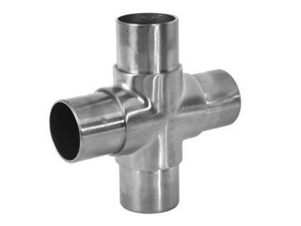 Spojka - přechod, křížový kus na trubku o průměru 42,4mm, broušená nerez K320/AISI304