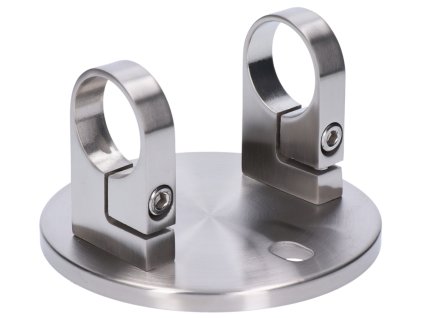 Úchyt na boční kotvení sloupu o průměru 42,4mm, (kotevní deska D=150/10mm), broušená nerez K320/AISI304