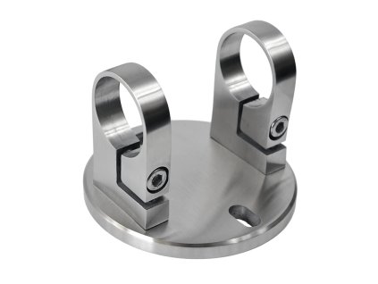 Úchyt na boční kotvení sloupu o průměru 42,4mm, (kotevní deska D=120/10mm), broušená nerez K320/AISI304