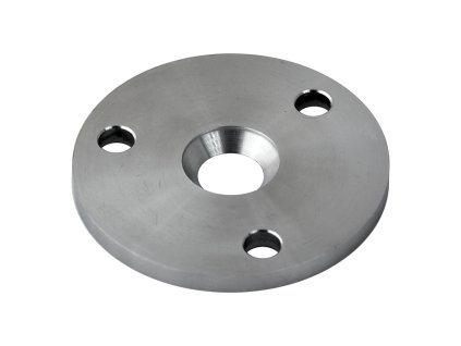 Kotevní deska (80x6mm) na dřevěný sloup, otvor: D=25/13mm, broušená nerez K320 / AISI304