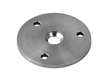 Kotevní deska (D=100x6mm) na dřevěný sloup, otvor: D=25/13mm, broušená nerez K320 / AISI304