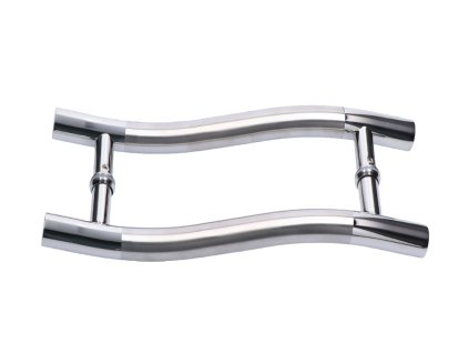 Nerezové madlo na dveře o průměru 25mm / délka 355mm, na sklo 8-12mm, leštěná / broušená nerez K320 /AISI304