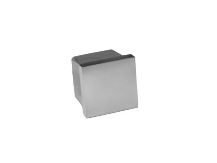 Ukončení - zátka na jekl čtvercová k nalepení, broušená nerez K320/AISI304 (Rozměry 20x20x1,5mm)