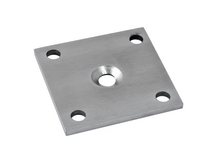Kotevní deska (92x92x6mm) na dřevěný sloup 40x40mm, otvor D=25mm, broušená nerez K320 / AISI304