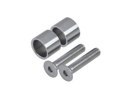Přechod na vymezení vzdálenosti mezi sloupem (plochý) a kotevní deskou, průměr 20x2mm /L:15 mm, vnitřní šroub: M8x40 mm, broušená nerez K320 / AISI304, bal: 2ks