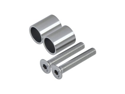 Přechod na vymezení vzdálenosti mezi sloupem (plochý) a kotevní deskou, průměr=20x2,0mm /L:25mm, vnitřní šroub: M8x50mm, broušená nerez K320 / AISI304, bal: 2ks