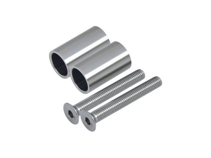 Přechod na vymezení vzdálenosti mezi sloupem (plochý) a kotevní deskou, průměr=20x2,0mm /L:35mm, vnitřní šroub: M8x60mm, broušená nerez K320 / AISI304, bal: 2ks