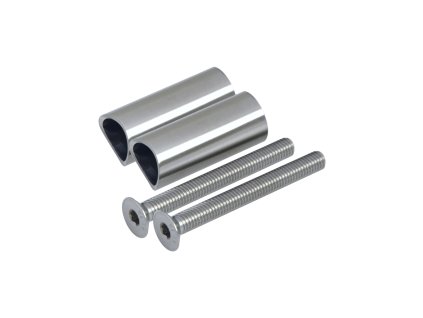 Přechod na vymezení vzdálenosti mezi sloupem průměr=48,3mm a kotevní deskou, průměr=20x2,0mm /L:45mm, vnitřní šroub: M8x70mm, broušená nerez K320 / AISI304, bal: 2ks