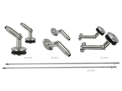 Set na skleněný přístřešek pro sklo 8,00 - 12,76mm, (set obsahuje: 666.003.272 2ks, 666.003.273 2ks, 666.003.274 2ks, 666.003.275 2ks), broušená nerez K320/AISI304