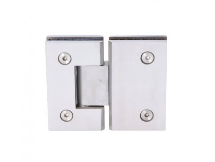 Závěs na skleněný dveřní systém, mezi sklo a sklo, 90x112x62mm, tloušťka skla 8-10mm, broušená nerez K320/AISI304, samouzavírání +-15° a samozastavení +-90°-0°