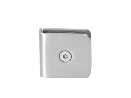 Svorka skla na skleněný dveřní systém, mezi stěnu a sklo, 50x45x16mm, tloušťka skla 8-10mm, broušená nerez K320/AISI304