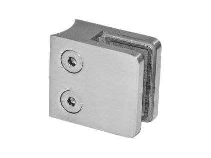 Svorka skla na trubku o průměru 42,4mm (45x45x26mm), broušená nerez K320/AISI316, balení neobsahuje gumičky na sklo