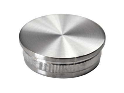 Ukončení - zátka na trubku kruhová, narážecí, plochá, průměr 42,4x2mm, broušená nerez K320/AISI316