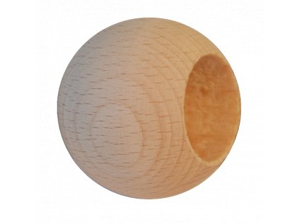 Dřevěná kulička (průměr=20mm) na ukončení trubky průměr=12mm, materiál: buk, broušený povrch bez nátěru