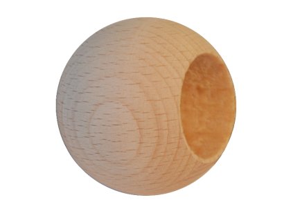 Dřevěná kulička (průměr=20mm) na ukončení trubky průměr=12mm, materiál: buk, broušený povrch bez nátěru