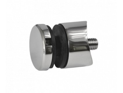 Svorka bodová na sklo 6-12mm (o průměru 30mm/M8) na trubku o průměru 42,4mm, leštěná nerez AISI304, balení obsahuje gumičky na sklo