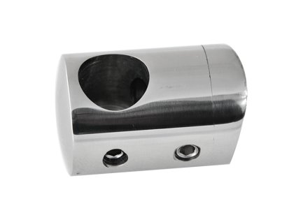 Držák tyče průměr=12mm (koncový-pravý) na trubku průměr=42,4mm (30x22mm), leštěná nerez/AISI304