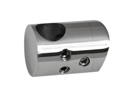 Držák tyče průměr=12mm (spojovací-přechodný) na trubku průměr=42,4mm (30x22mm), leštěná nerez/AISI304