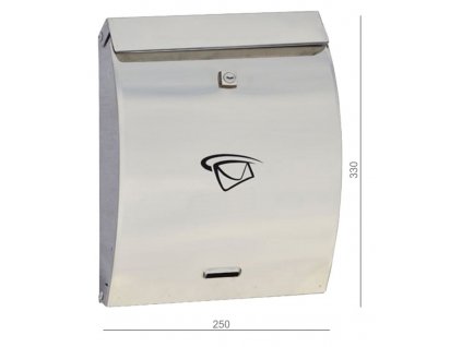 Poštovní schránka (250X330x65mm), max. formát listu: C4, leštěná nerez AISI430