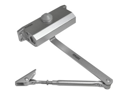 Hydraulický zavírač (162x41x63mm) pro interiérové dveře, max. délka dveří: 900mm / max. váha dveří: 60kg, materiál: AL s povrchovou úpravou - stříbrná