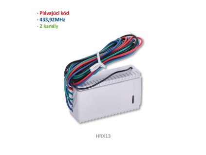R5113 - Přijímač externí 2-kanálový, plovoucí kód (433,92MHz), paměť na 300 kódů