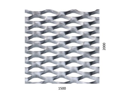 Tahokov 1500x2000x1,5mm, kosočtvercové oko: 62x25mm, můstek: 9mm, bez povrchové úpravy
