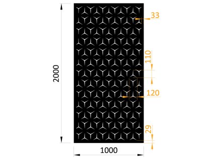 Designová kovová výplň, rozměr 1000x2000x2,0mm, laserem vypálený vzor 9131, bez povrchové úpravy