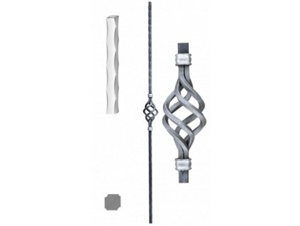 Kovaná výplň zábradlí H 1000 x L 60mm,12x12mm,válcovaná ocel