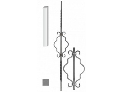 Kovaná výplň zábradlí H 1000xL150mm,12x12mm,hladká ocel