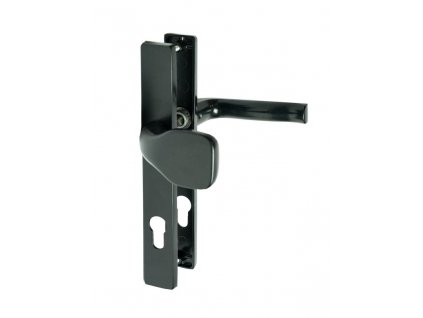 Klika AL, s koulí, rozměr štítku 239x32mm, rozteč 90mm, černá prášková barva vypalovaná, s otvorem pro stavební vložku, pár