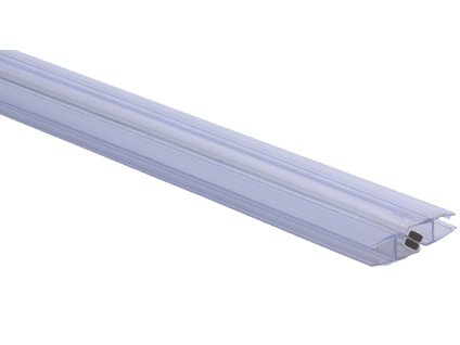 Plastové těsnění magnetické, na sklo 6mm, mezi dvoje skleněné dveře, 180°, 2200mm, 2ks
