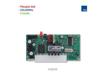 Přijímač zásuvný, 2 kanálový, plovoucí kód, 433.92MHz, paměť na 63 vysílačů, série FLOR