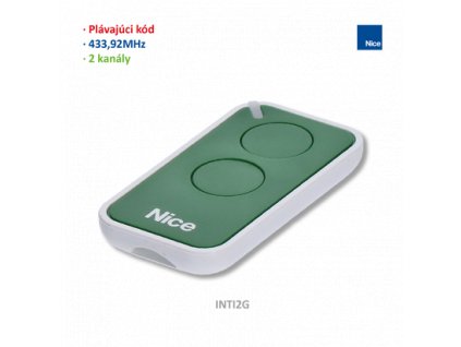 Vysílač ERA INTI 2-kanálový zelený plovoucí kód, 56 x 30 x 9,5mm, 433,92MHz