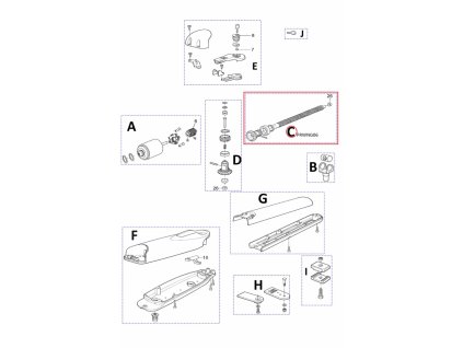 PRWNG06 kit hřídele pro Wingo 4024 6 závitová tyč 17x24 6P, L-456.5 pro WG4000/4024, MB4005/4006