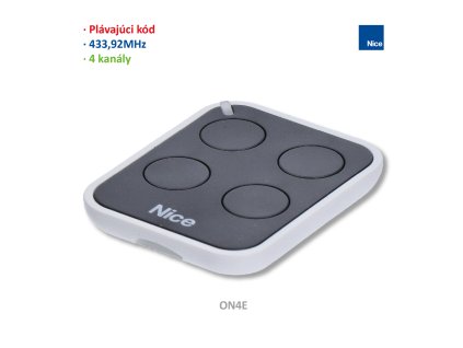 Vysílač 4-kanálový, 433,92MHz, řada ONE, bílo-černý, plovoucí kód